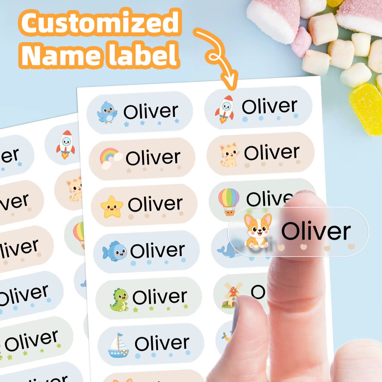 1-400PCS Custom Cartoon Name S - Personalised Candle Label ulasan dan harga