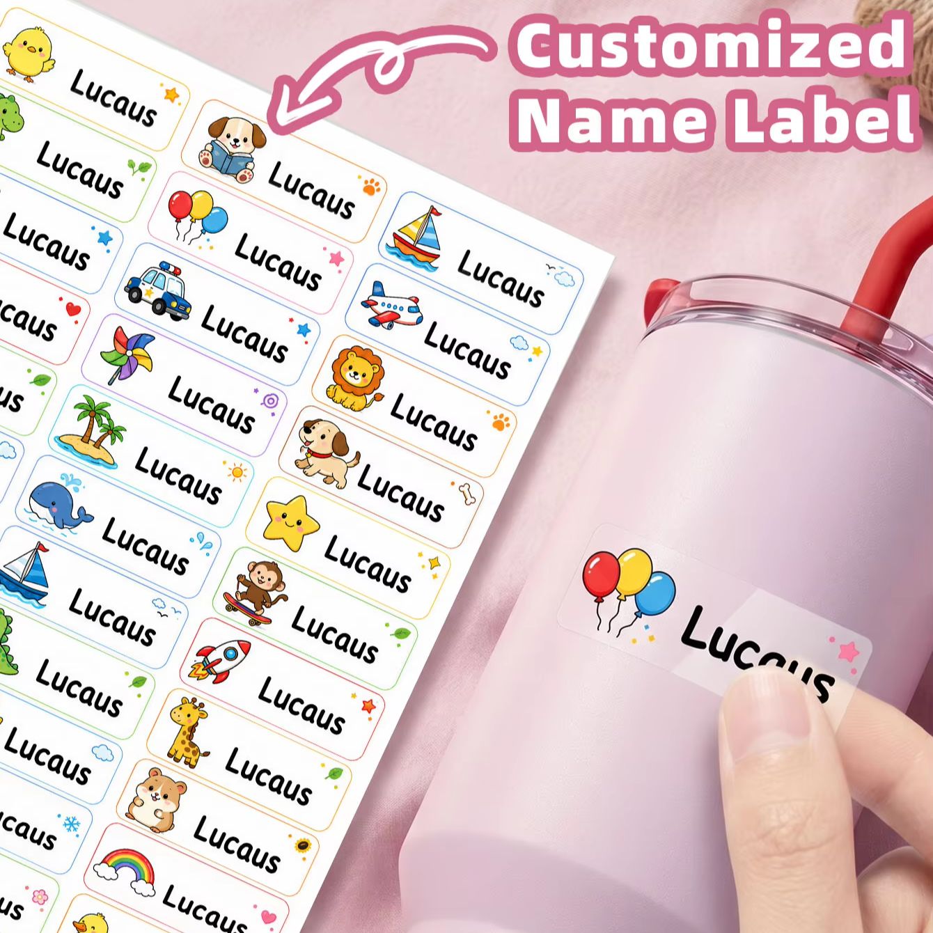 1-500PCS Custom Cartoon Name S - Personalised Candle Label ulasan dan harga