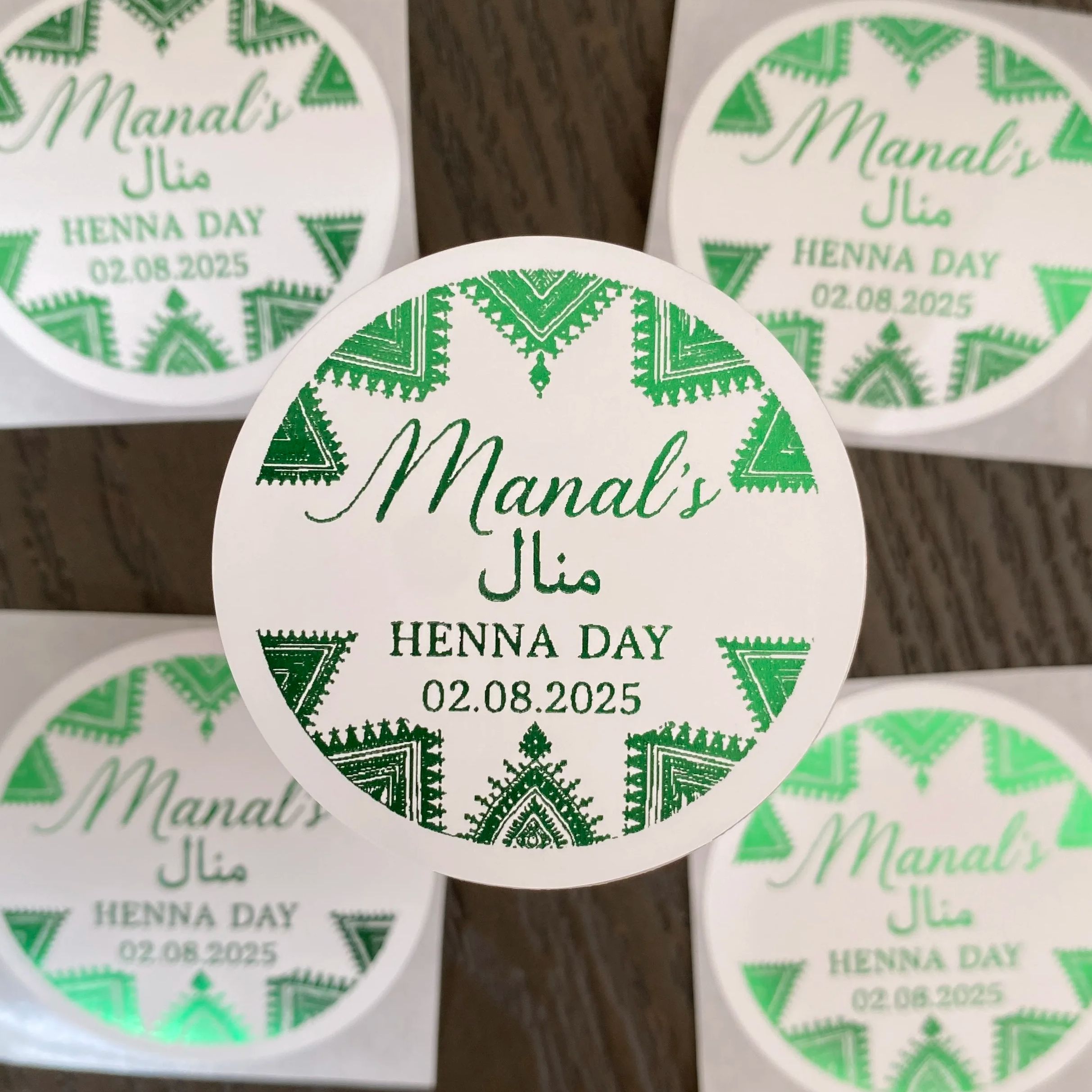Green Mehndi Decorations Cotto - Personalised Candle Label ulasan dan harga